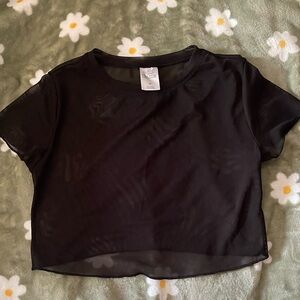 Wild Fable Black Sheer Crop Top Bikini Cover-Up